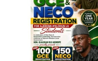 FREE GCE FORM DISTRIBUTION AND REGISTRATION IS ONGOING IN AJEROMI – IFELODUN LG